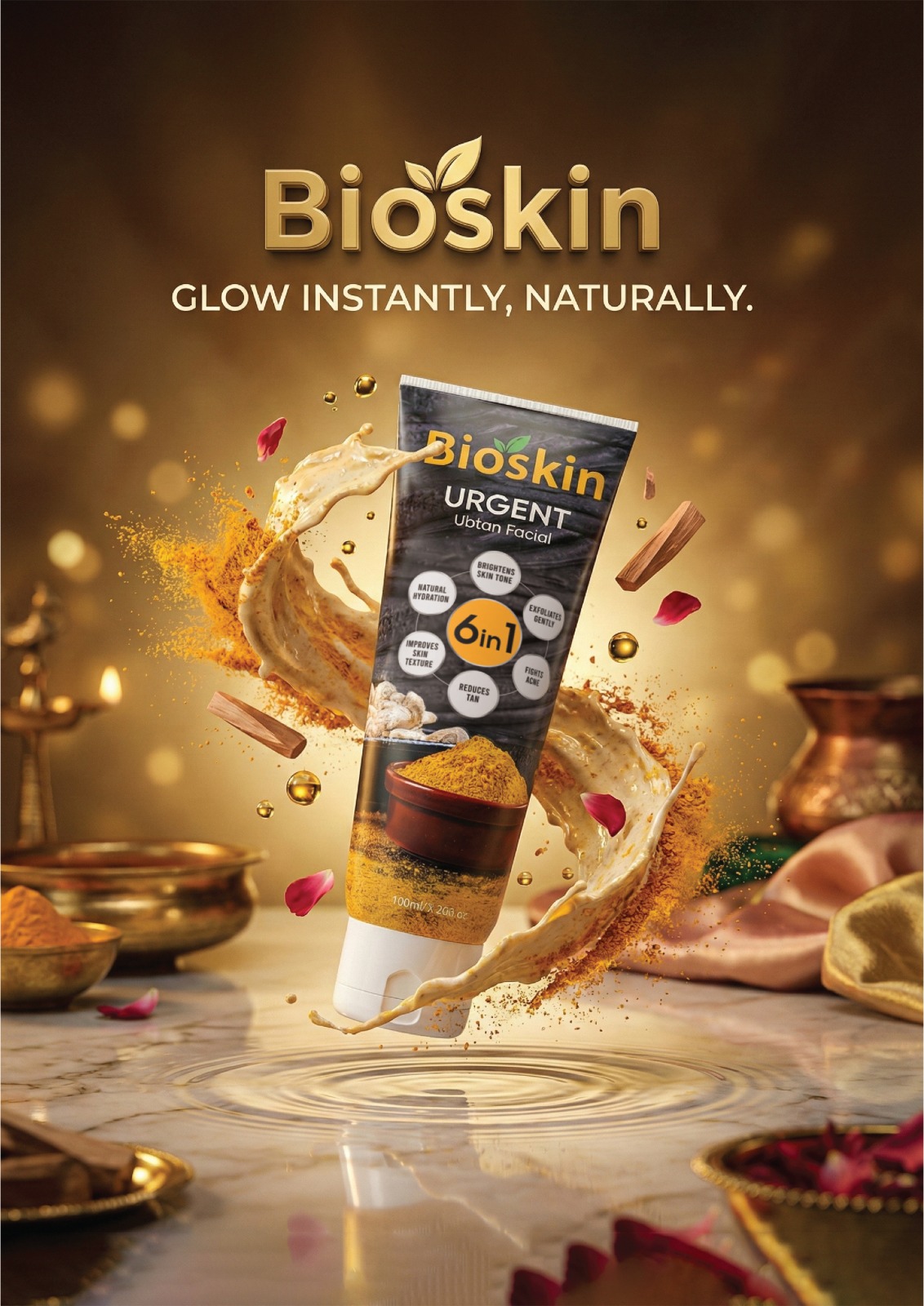 WhatsApp Image 2026-02-13 at 10.43.58 PM Bioskin Urgent Ubtan Facial 6-in-1 Formula – Instant Glow & Skin Brightening (100ml) - Image 1
